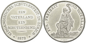 Schützentaler & Schützenmedaillen / Shooting talers & Shooting medals Zürich / Zurich
 Weissmetallmedaille / White metal medal 1872 37.0 mm. PB/SN. Z...