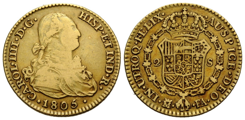 Königreich / Kingdom
Carlos IV. 1788-1808 2 Escudos 1805 Madrid. 22.4 mm. Gold ...