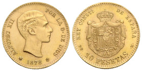 Königreich / Kingdom
Alfonso XII. 1874-1885 10 Pesetas 1878 (62 in star minted in XX century) 19.0 mm. Gold 0.900. KM 677 / Cal. 22. 3.22 g. Nachpräg...