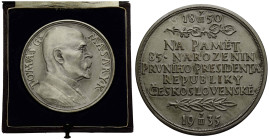 Republik Silbermedaille / Silver medal 1935. Kremnica Mint. 60.0 mm. TOMÁŠ G. MASARYK. zum Gedenken an den 85. Geburtstag des ersten Präsidenten der T...