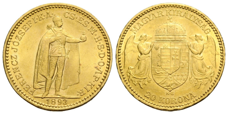 Franz Joseph I. 1848-1916 20 Kronen 1893 K B, Kremnitz / Kremnica, Slovakia. 21....