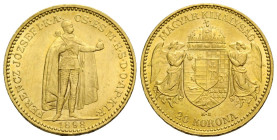 Franz Joseph I. 1848-1916 20 Kronen 1898 K B, Kremnitz / Kremnica, Slovakia. 21.0 mm. Gold 0.900. Friedberg 250. 6.77 g. Vorzüglich / Extremely fine.
