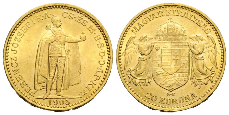 Franz Joseph I. 1848-1916 20 Kronen 1905 K B, Kremnitz / Kremnica, Slovakia. 21....