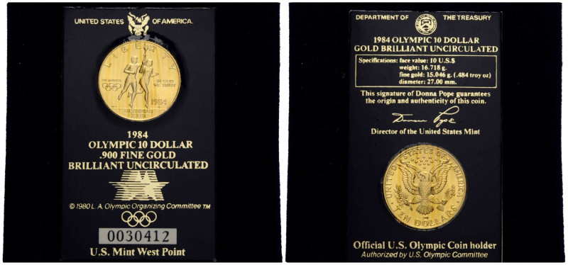 Los Angeles
 10 Dollars 1984 27.0 mm Gold 0.900 Fein. Olympische Sommerspiele 1...