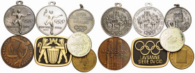 Medaillen / Medals Olympischen Spiele / Olympic Games
 Diverse Metalle / various metals 1972/1992/1998 Lot aus 7x Stücke, Total Gewicht 136.4 g.: 4 x...
