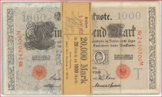Deutschland Notgeld Notgeld der Deutschen Inflation / Notgeld banknotes of the German Inflation and Hyperinflation in th
 Bündel Lot 1'000 Mark 1910....
