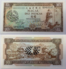 Macau (China) Portuguisische Administration / Portuguese Administration
 10 Patacas 1988. 135 x 69 mm. Gedenkbanknote. 26.-27.11.1988 (altes Datum 19...