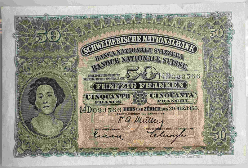 Schweiz / Switzerland Ausgaben der Schweizerischen Nationalbank ab 1907
 50 Fra...