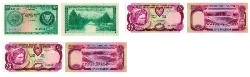 Zypern / Cyprus Republik
 500 Mils 1. September 1979. 2 x 5 Pounds 01.06.1979. ...