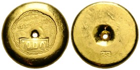 China
1 Tael 25.0 mm., cast Gold 0.9999 (1000), Gold Bullion doughnut (1.203oz.).   37.41 g. Vorzüglich / Extremely fine.