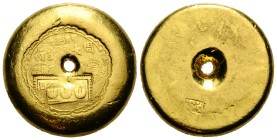 China
1 Tael 25.0 mm., cast Gold 0.9999 (1000), Gold Bullion doughnut (1.202oz.).   37.40 g. Vorzüglich / Extremely fine.