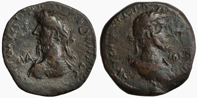 Marc Aurel and Lucius Verus. (161-169 AD). Bronze Æ. provincial mint. Obv: laure...