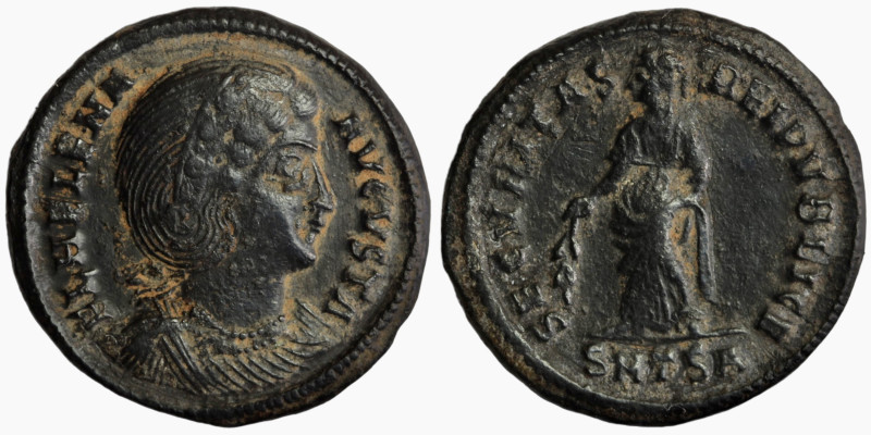 Helena. (307-337 AD). Follis. Thessalonica. Obv: FL HELENA AVGVSTA. diademed bus...