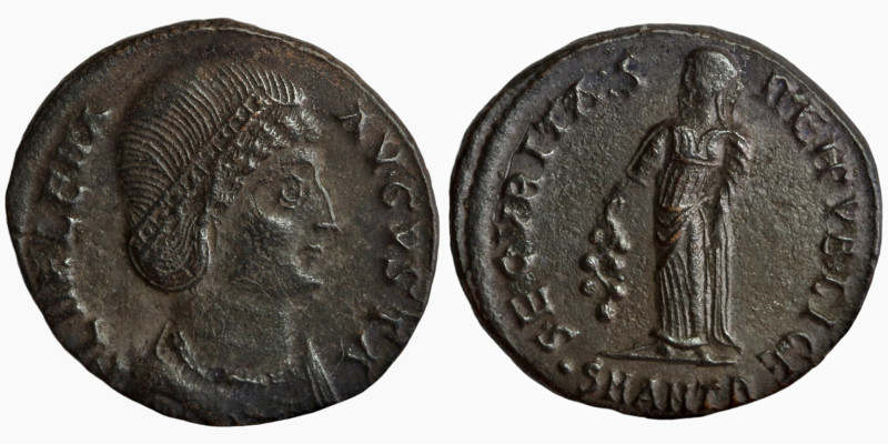 Helena. (307-337 AD). Follis. Antioch. Obv: FL HELENA AVGVSTA. diademed bust of ...