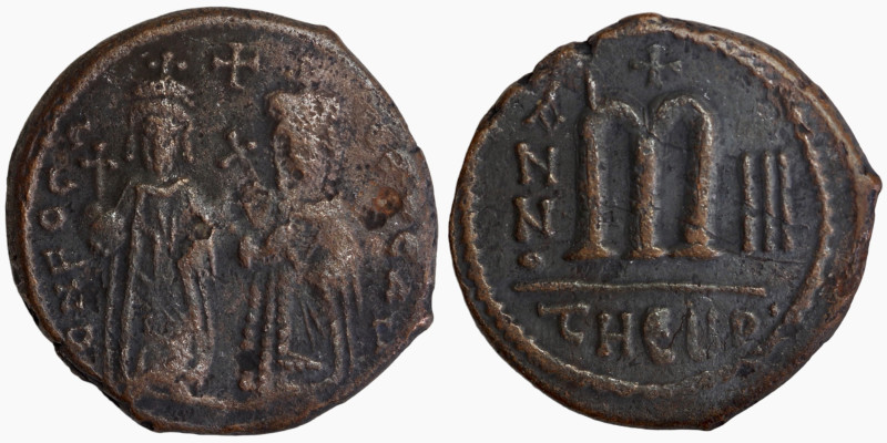 Justin II. and Sophia. (565-578 AD). Follis. Theoupolis. Obv: Justin II. and Sop...