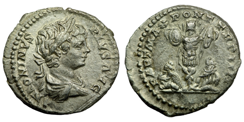 Caracalla. (201 AD). Denar. (19mm, 2,60g) Rome. Obv: ANTONINVS PIVS AVG. laureat...