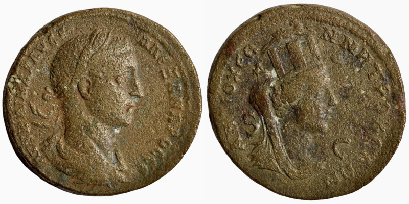 Severus Alexander. (222-235 AD). Æ Bronze. Seleucis and Pieria. Antioch. Obv: dr...