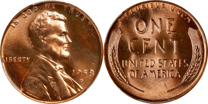 1958-D Lincoln Cent. MS-67 RD (PCGS).

PCGS# 2851. NGC ID: 22FR.