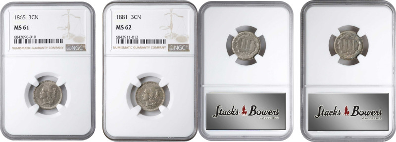 Lot of (2) Mint State Nickel Three-Cent Pieces. (NGC).

Included are: 1865 MS-...