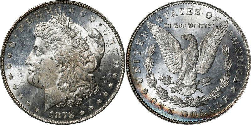 1878 Morgan Silver Dollar. 7 Tailfeathers. Reverse of 1878. MS-63 (PCGS).

PCG...