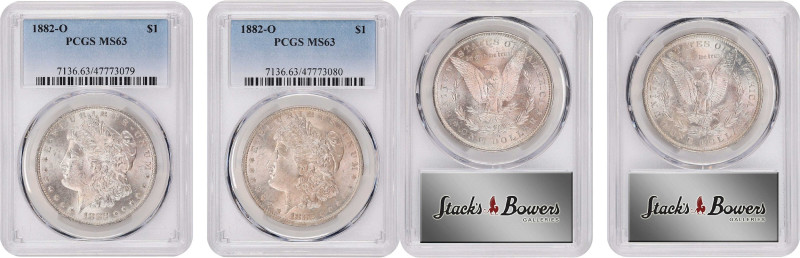 Lot of (2) 1882-O Morgan Silver Dollars. MS-63 (PCGS).

PCGS# 7136. NGC ID: 25...