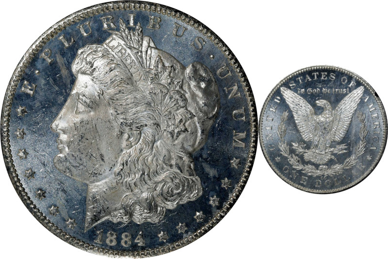 1884-CC GSA Morgan Silver Dollar. MS-63 PL (NGC).

The original box and card a...