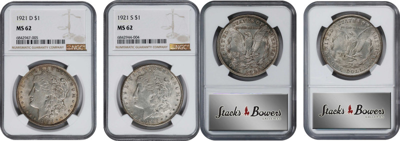 Lot of (2) 1921-Dated Morgan Silver Dollars. MS-62 (NGC).

Included are: 1921-...