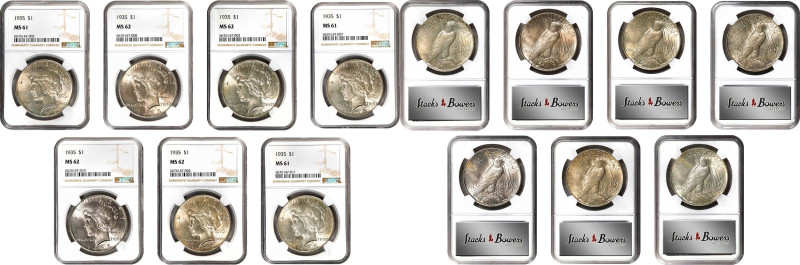 Lot of (7) Mint State 1935 Peace Silver Dollars. (NGC).

Included are: (3) MS-...