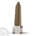 Egyptian Limestone Miniature Obelisk with Hieroglyphs