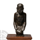 Egyptian Bronze Kneeling Priest Statuette