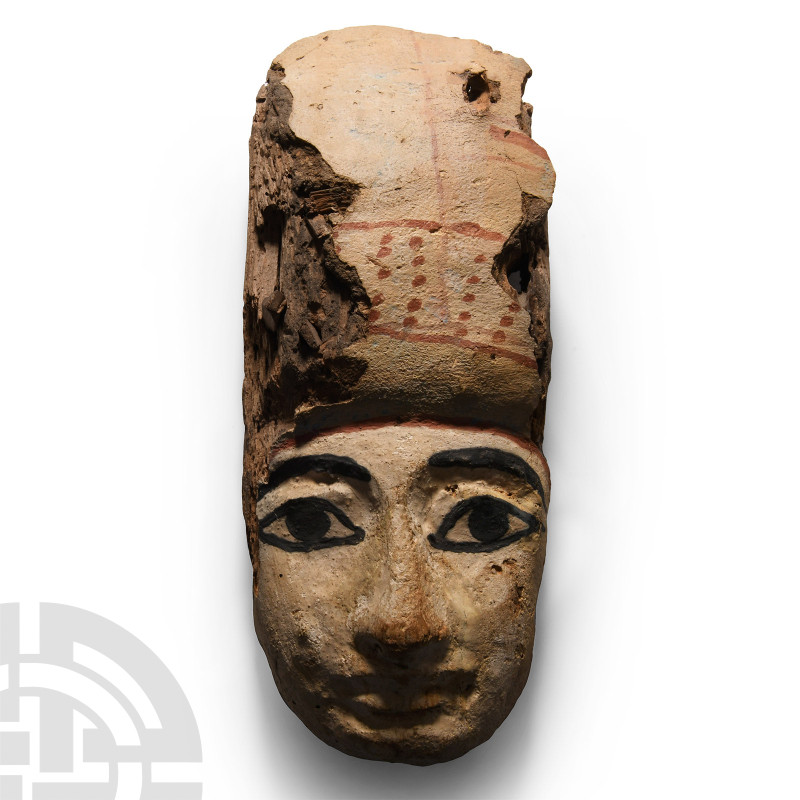 Egyptian Painted Wooden Mask
Late Period, 664-332 B.C. With remains of polychro...