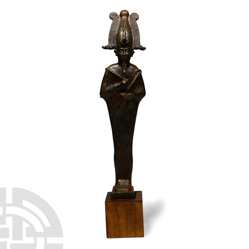 Large Egyptian Bronze Osiris with Silver-Inlaid Eyes
Late Period, 26th-30th Dyn...
