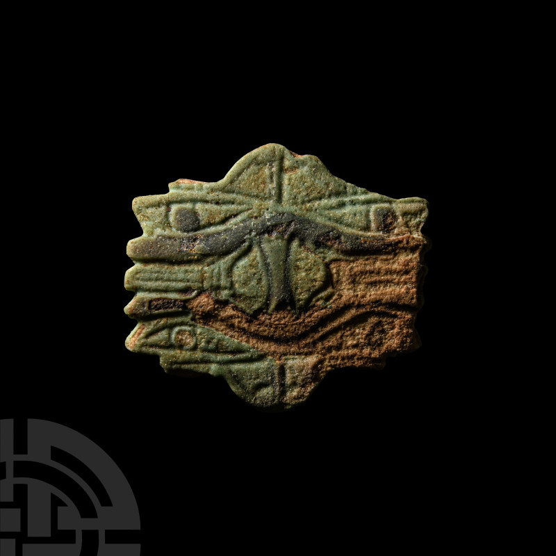 Very Large Egyptian Faience Quadruple Eye of Horus Amulet
Late Period, 664-332 ...