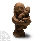 Cypriot Terracotta Female Figurine Holding a Child