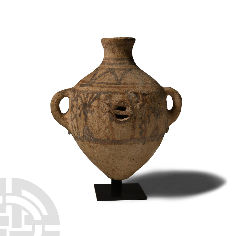 Cypriot Ceramic Jug
650-600 B.C. Of piriform profile with lateral loop handles ...