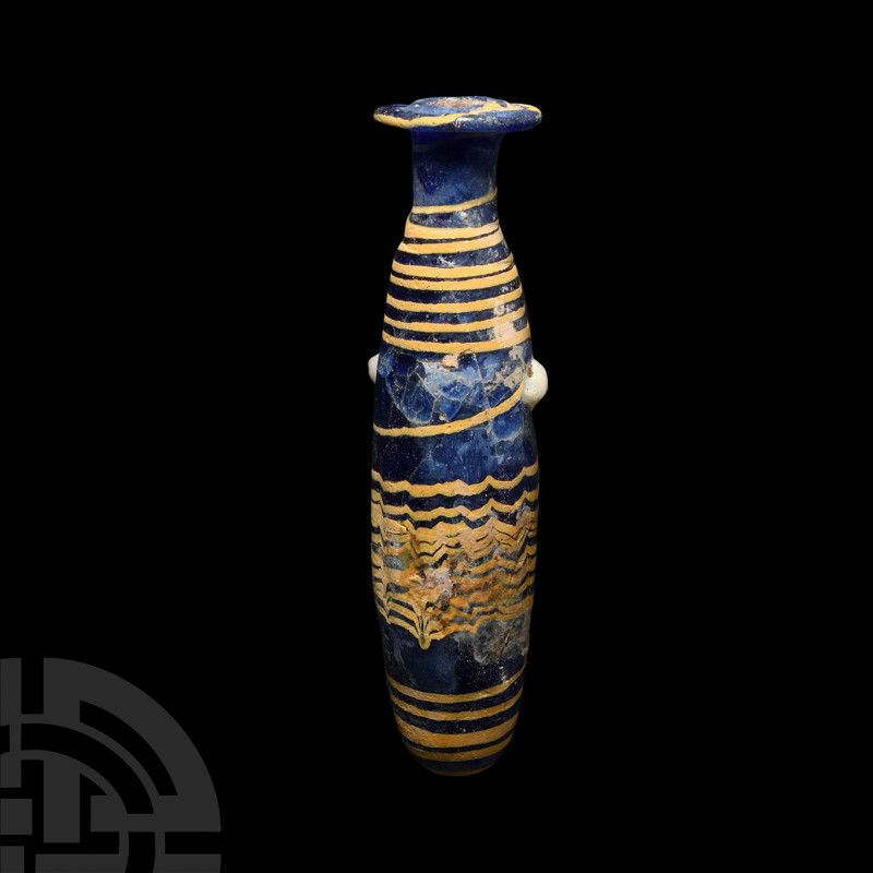 Greek Core-Formed Glass Alabastron
4th-1st century B.C. Capsule-shaped with a b...