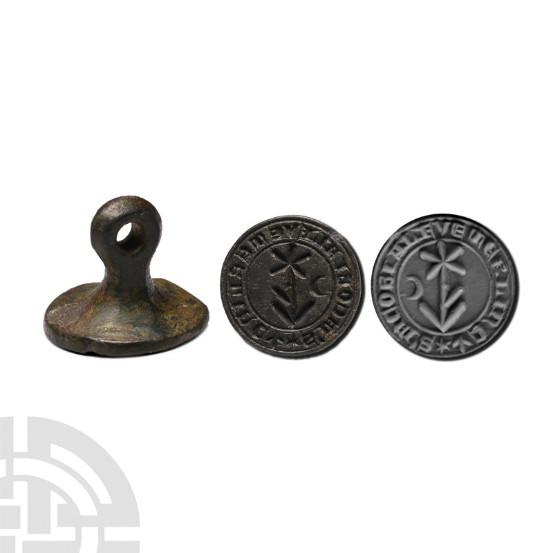 Medieval Bronze Round Seal Matrix for Jacob
Circa 14th-15th century A.D. With c...