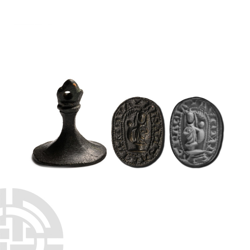 Medieval Bronze Oval-Shaped Seal Matrix with Mary and Child
Circa 14th-15th cen...