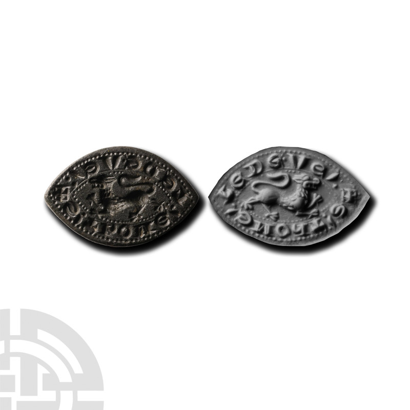 Medieval Bronze Vesica-Shaped Seal Matrix of Thomas Le Deve
Circa 14th-15th cen...