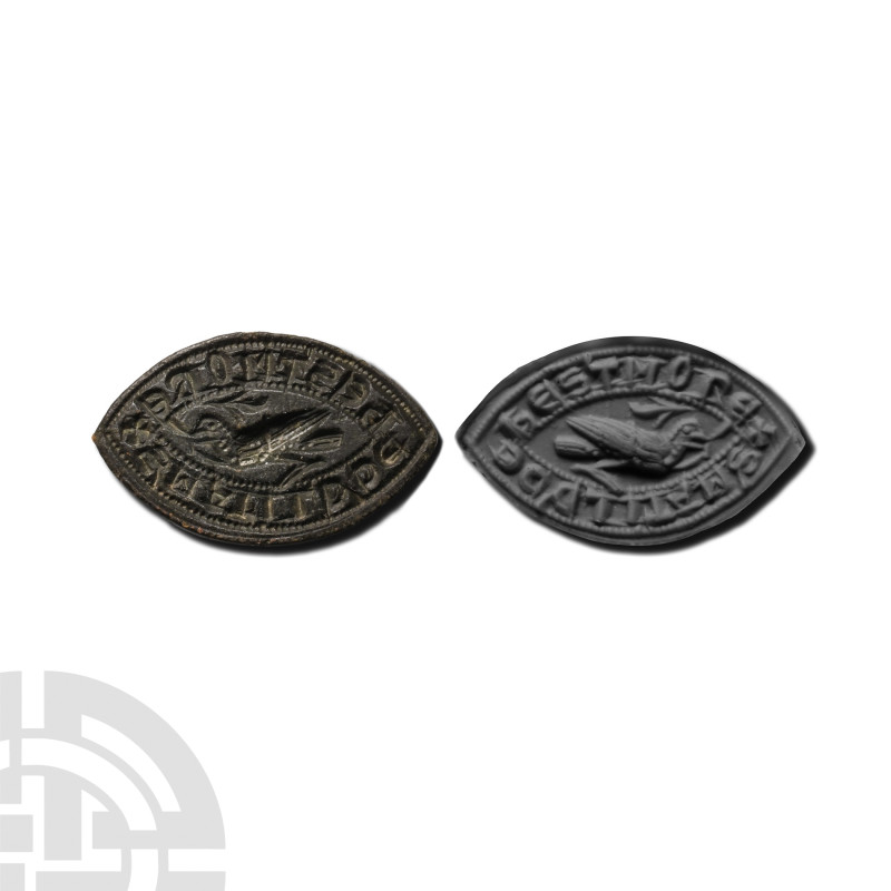 Medieval Bronze Vesica-Shaped Seal Matrix for Matilda of Eastmoor
Circa 14th-15...