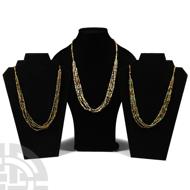 Egyptian Multi-Stranded Mummy Bead Necklace Collection
Late Period, 664-525 B.C...