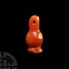 Egyptian Orange Carnelian Poppy Head Amulet