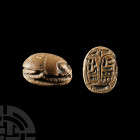 Egyptian Steatite Scarab with Hieroglyphs
