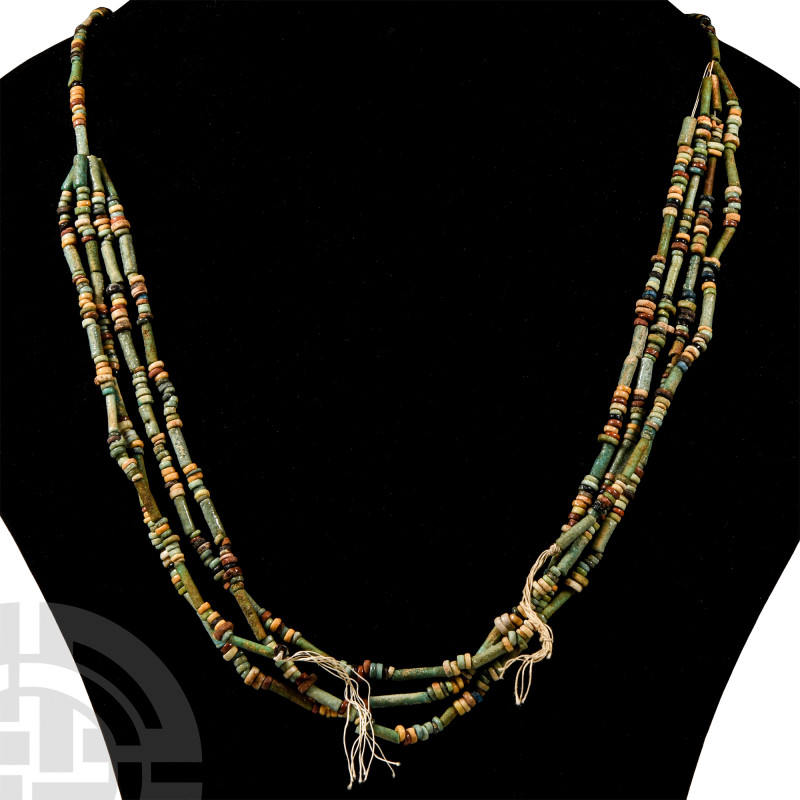 Egyptian Multi-Stranded Faience Mummy Bead Necklace
Late Period, 664-525 B.C. C...
