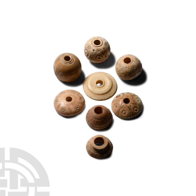 Byzantine Decorated Bone Spindle Whorl Collection
Circa 6th-10th century A.D. C...