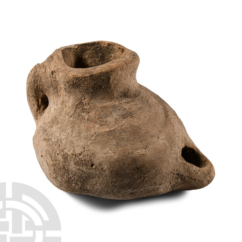 Byzantine Terracotta Oil Lamp Filler
5th-8th century A.D. Of boot-type with rou...