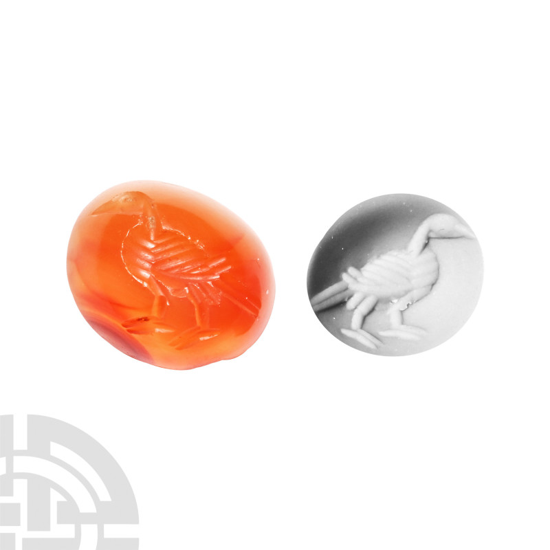 Sassanian Eagle Gemstone
Circa 3rd-4th century A.D. Carnelian eagle standing wi...