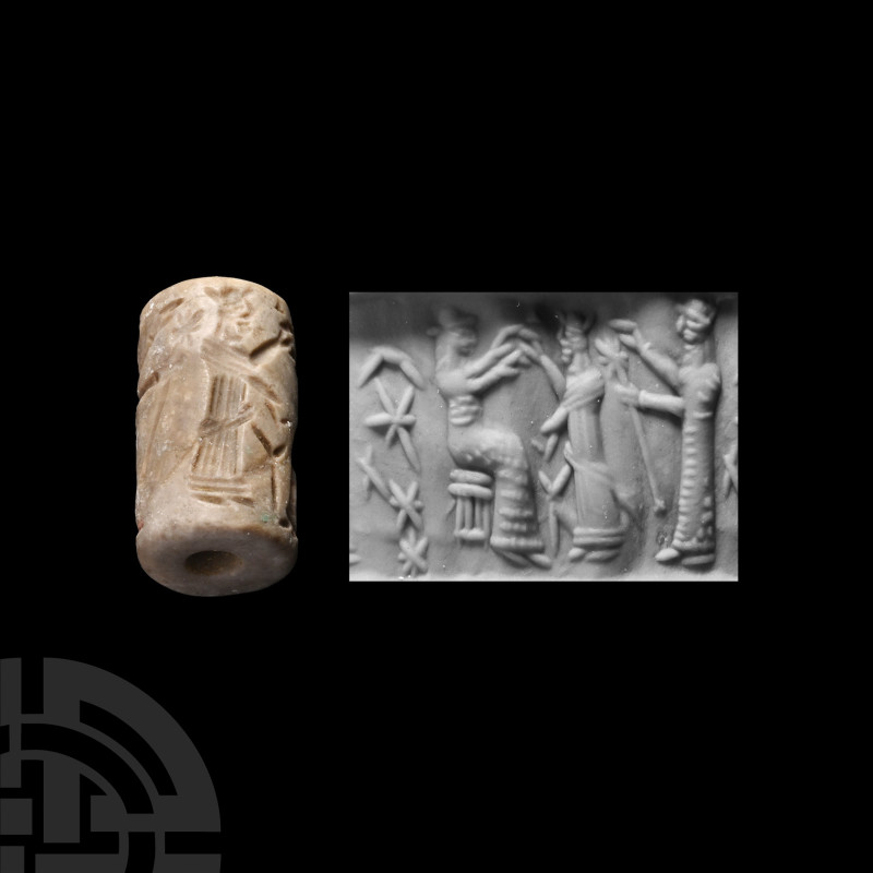 Western Asiatic Grey Agate Cylinder Seal with Presentation Scene
2nd-1st millen...