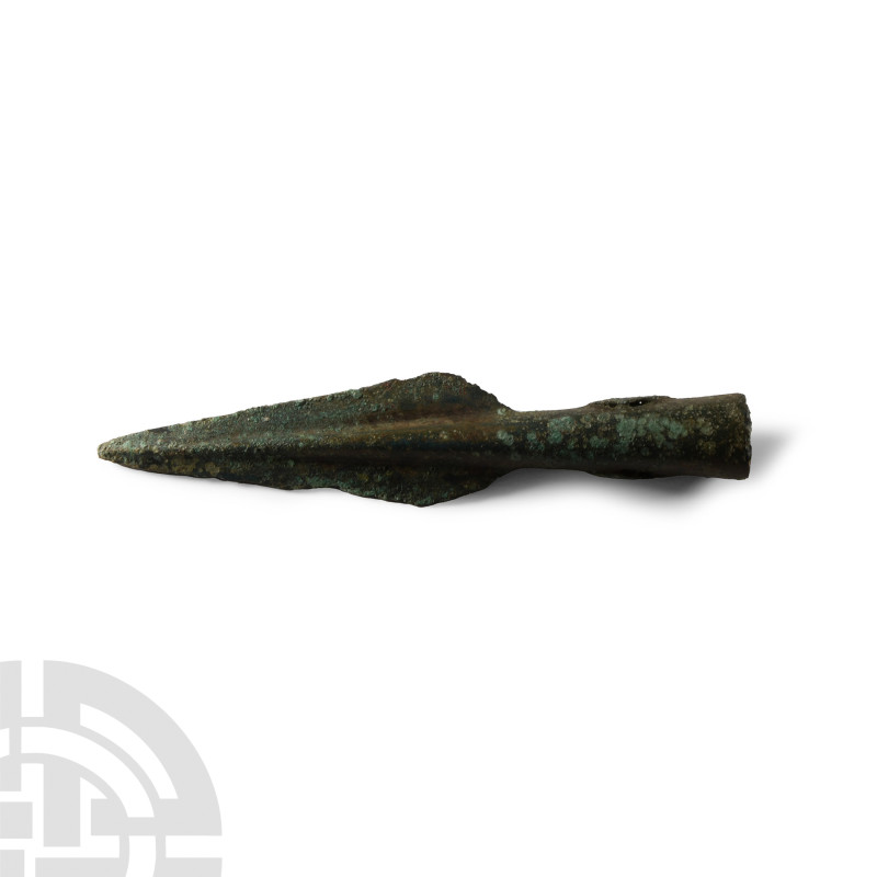 Bronze Age British Looped and Socketted Spearhead
1500-900 B.C. A small leaf-sh...