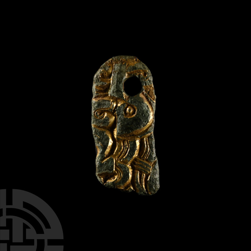 Viking Age Gold Chip-Carved Bronze 'Plunder' Pendant
Circa 9th-11th century A.D...